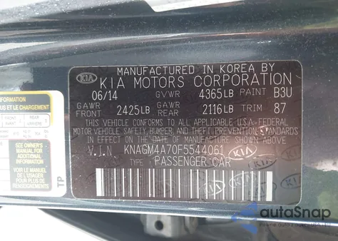 2015 Kia Optima Lx from USA, damaged, VIN KNAGM4A70F5544061